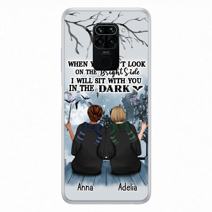 Custom Personalized Friends Witches Phone Case - Upto 4 Witches - Halloween Gift Idea For Friends/Sisters - When You Can't Look On The Bright Side I Will Sit With You In The Dark - Case for Xiaomi/Huawei/Oppo
