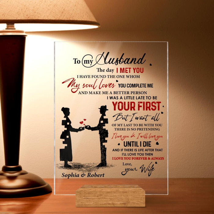Personalized Couple Acrylic Plaque - Gift for Couple, Husband and Wife/Gift to Husband from Wife - To my husband my soul loves