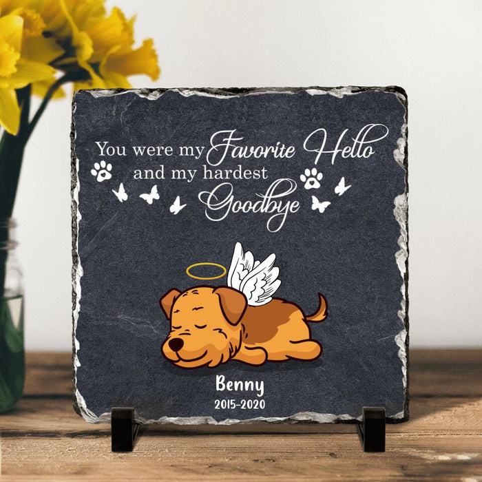 Custom Personalized Memorial Pet Square Lithograph - Memorial Gift Idea For Dog/ Cat Lover - You Were My Favorite Hello And My Hardest Goodbye