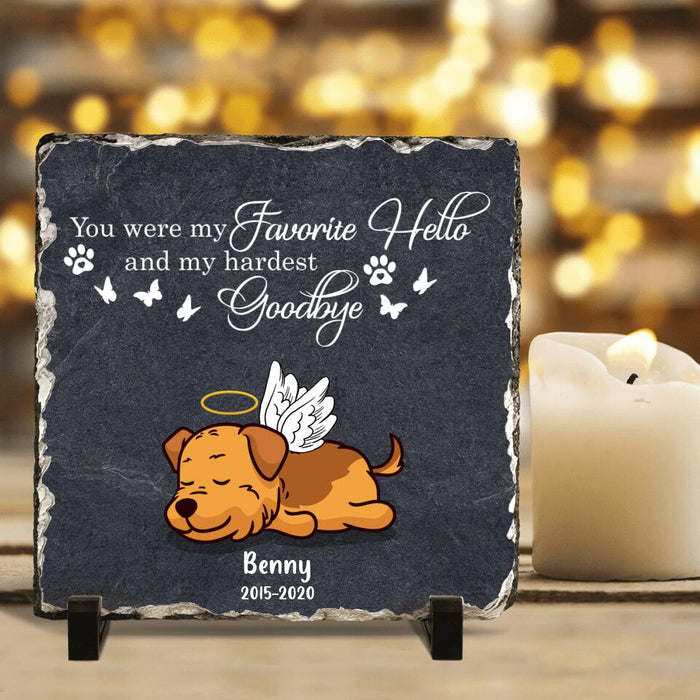 Custom Personalized Memorial Pet Square Lithograph - Memorial Gift Idea For Dog/ Cat Lover - You Were My Favorite Hello And My Hardest Goodbye