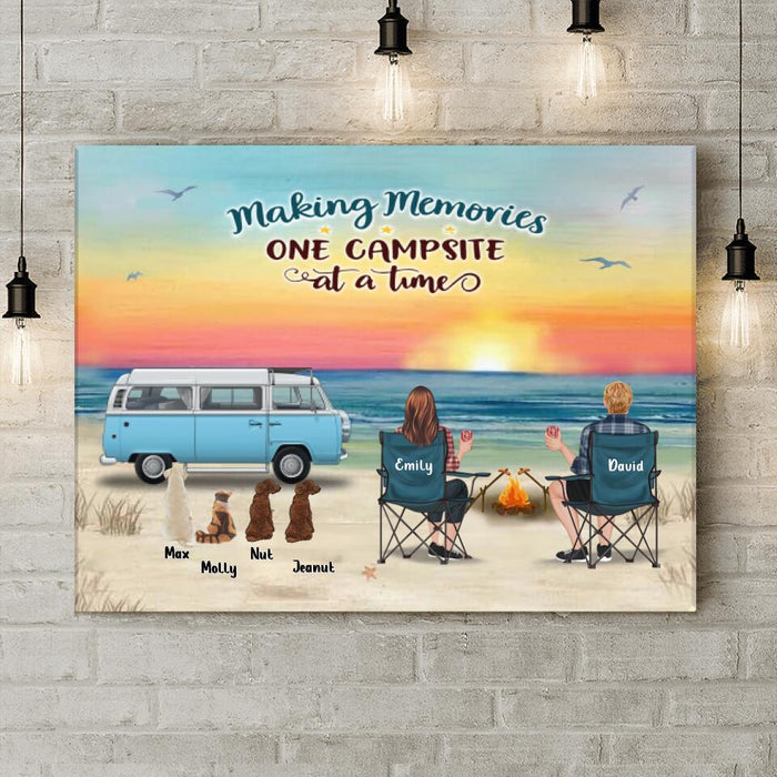 Custom Personalized Camping Canvas - Up to 4 Pets - Gift Idea For Couple/Camping Lover - Making Memories One Campsite At A Time