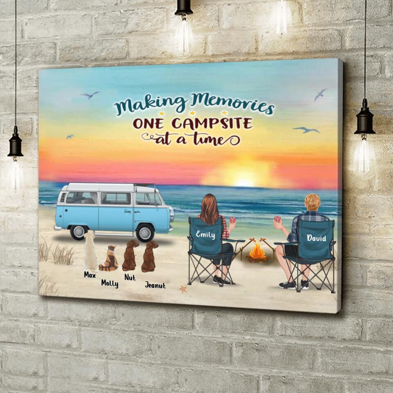 Personalized Camping Canvas - Up to 4 Pets - Gift Idea For Couple/Camping Lover - Making Memories One Campsite At A Time