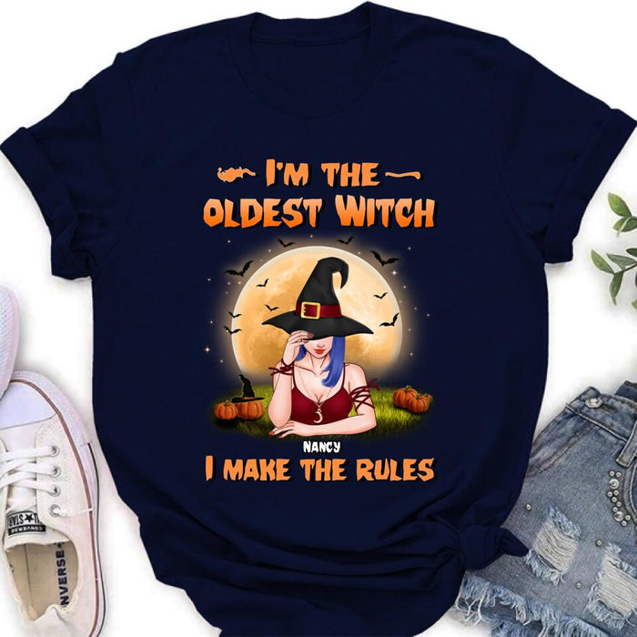 Personalized Witch Shirt - Gift Idea For Witches/Sisters/Halloween - I'm The Oldest Witch I Make The Rules