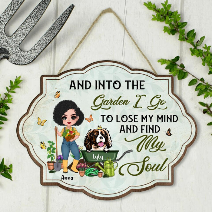 Personalized Gardening Girl Wooden Sign - Gift Idea For Gardening Lover/ Dog Lover with up to 5 Dogs - I Just Want To Work In My Garden and Hang Out With My Dog