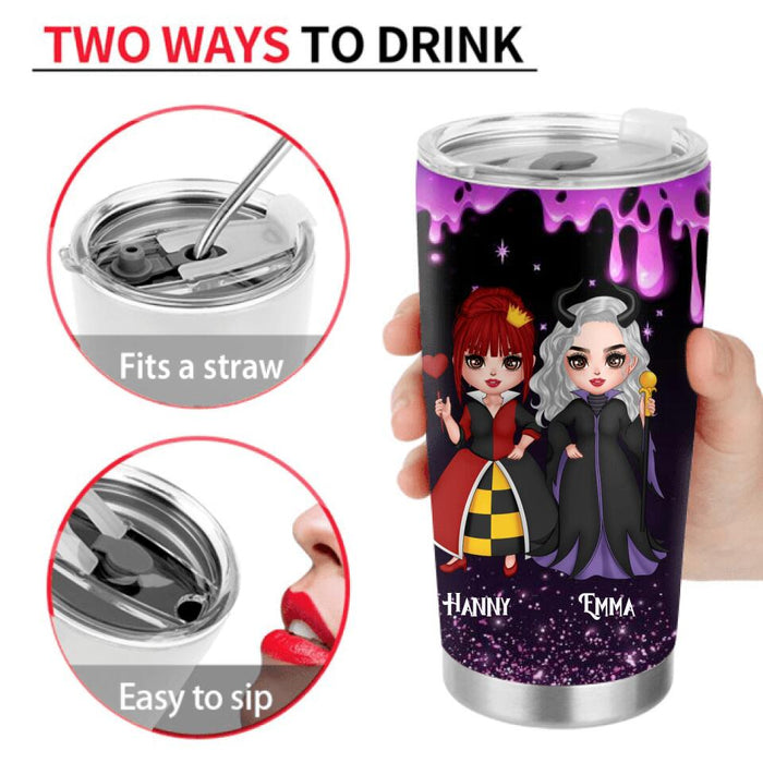 Custom Personalized Halloween Best Friends Tumbler - Halloween Gift for Besties - Up to 5 Besties - Chillin' Like a Villain