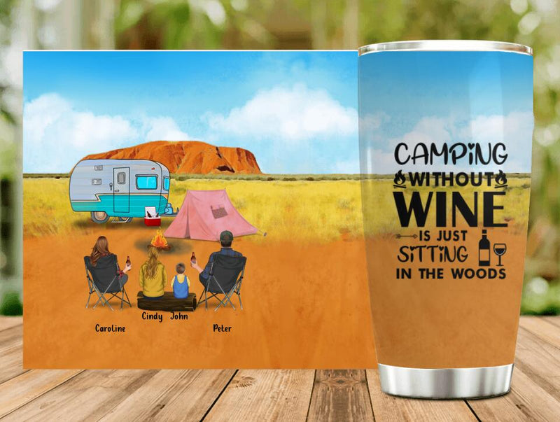 Personalized Australian Camping Tumbler - Gift Idea For Camping Lovers/Family With 2 Kids - Camping Partners For Life