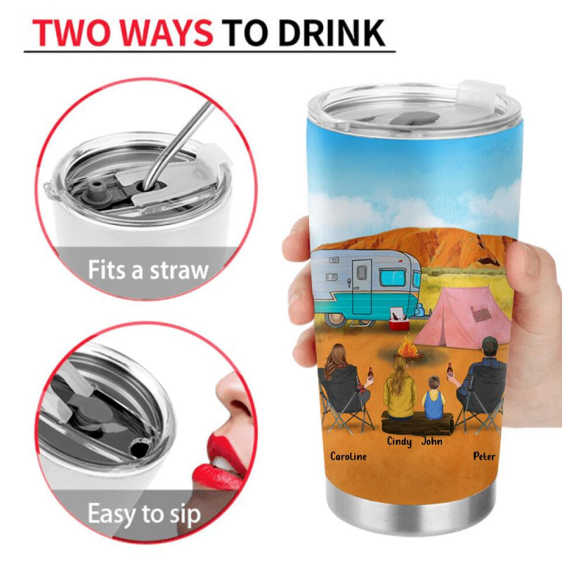 Personalized Australian Camping Tumbler - Gift Idea For Camping Lovers/Family With 2 Kids - Camping Partners For Life