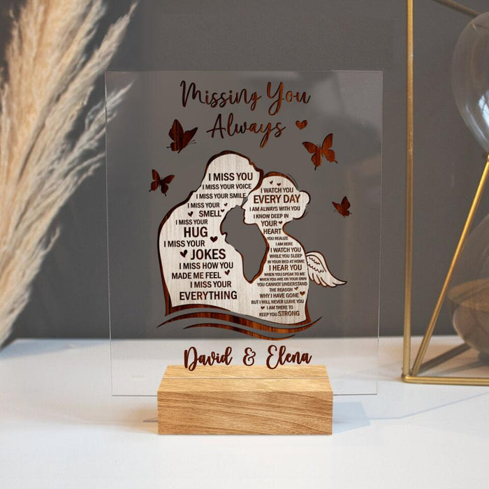 Personalized Memorial Acrylic Plaque - Memorial Gift Idea for Loss Of Wife - Missing You Always
