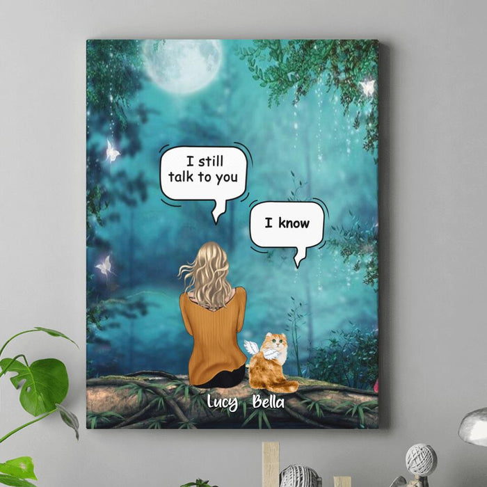 Custom Personalized Cat Memorial Canvas - Upto 5 Cats - Best Gift For Cat Lover - I Still Talk To You