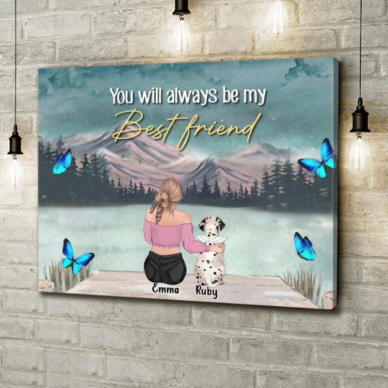 Personalized Memorial Dog Mom/Dog Dad Canvas - Gift Idea For Dog Owners/Dog Lovers - Up to 5 Dogs - You Will Always Be My Best Friend