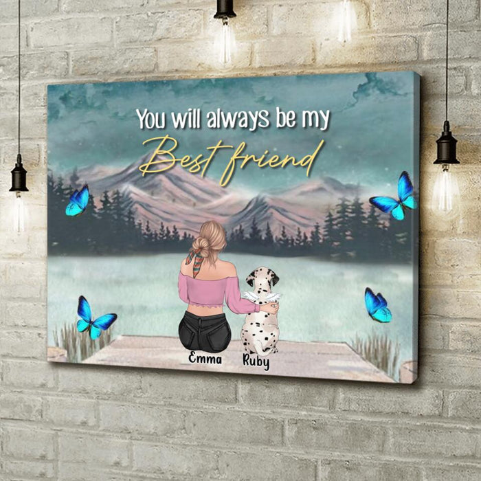 Custom Personalized Memorial Dog Mom/Dog Dad Canvas - Gift Idea For Dog Owners/Dog Lovers - Upto 5 Dogs - You Will Always Be My Best Friend
