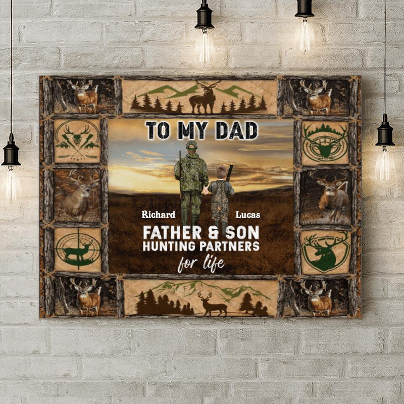 Personalized Hunting Canvas - Father's Day Gift Idea From Son - Father & Son Hunting Partners For Life