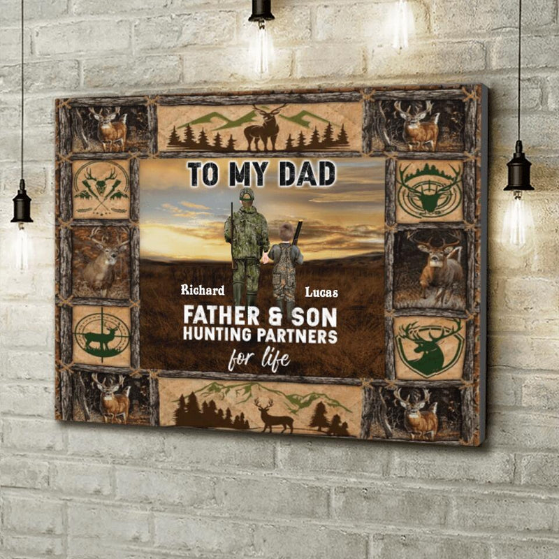 Personalized Hunting Canvas - Father's Day Gift Idea From Son - Father & Son Hunting Partners For Life