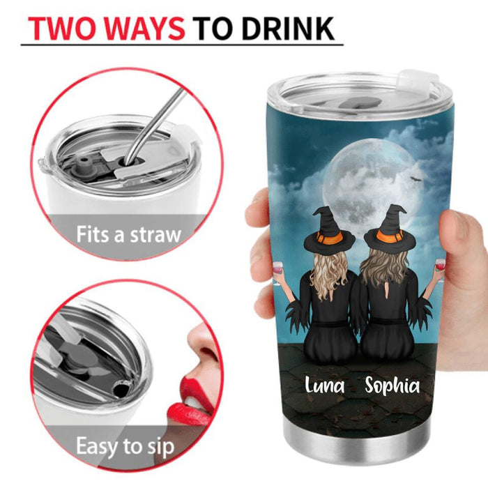 Personalized Witches Tumbler - Witches Up to 3 Cats - Halloween Gift Idea For Friends/Sisters/Besties/Cat Lovers - A Real Witch Is Nothing Without Her Ghoul Friends