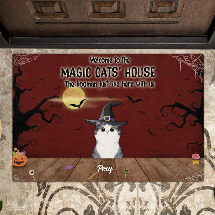 Personalized Halloween Doormat - Up to 5 Cats - Best Gift For Cat Lovers - Welcome To The Magic Cats' House - EAC1XW