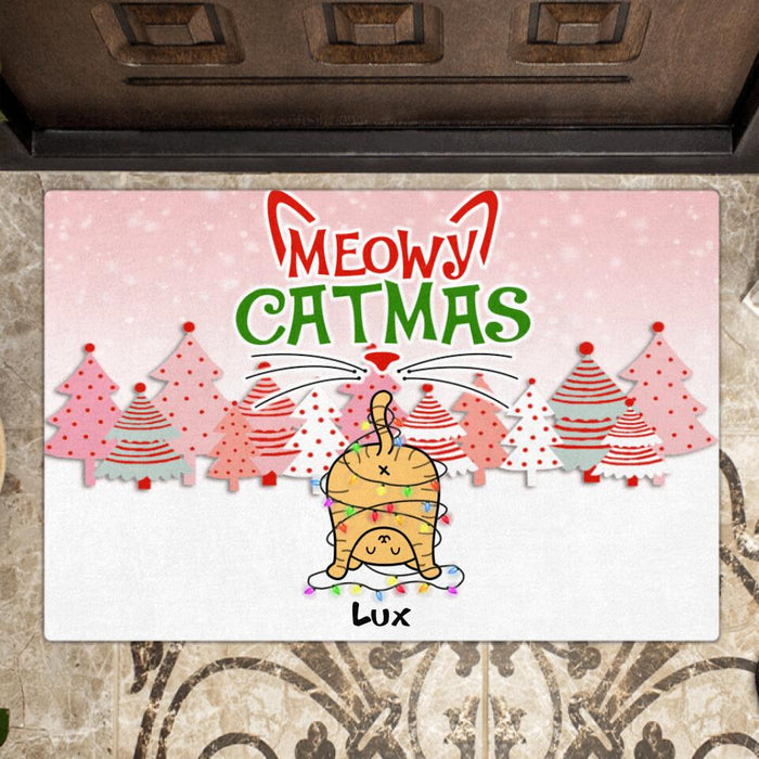Personalized Cat Butt Christmas Doormat - Up to 5 Cats - Best Gift For Cat Lovers - We Wish You Nothing Butt Meowy Catmas