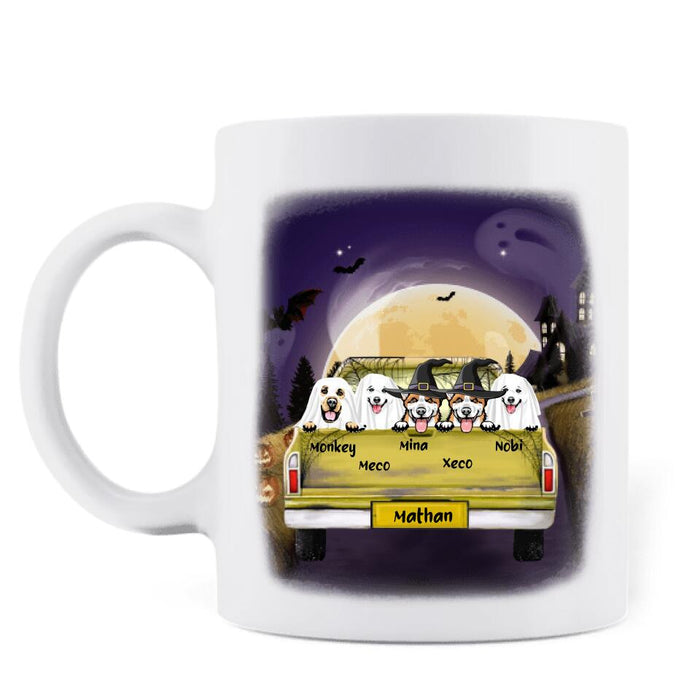 Custom Personalized Halloween Pets On Car Coffee  Mug - Upto 5 Pets - It's Just A Bunch Of Hocus Pocus - NCEQ9H