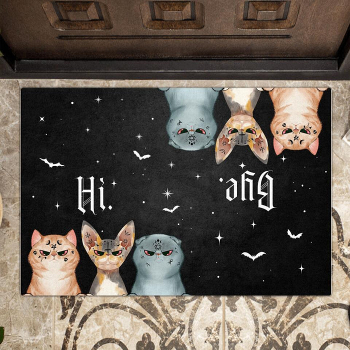 Custom Personalized Cat Face Doormat - Gift Idea For Halloween/ Cat Lover with up to 6 Cats - Home Decorative Entrance Doormat