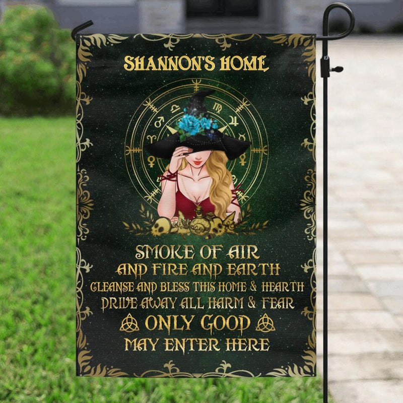 Personalized Witch Home Flag Sign - Best Gift Idea For Halloween - Smoke Of Air And Fire And Earth