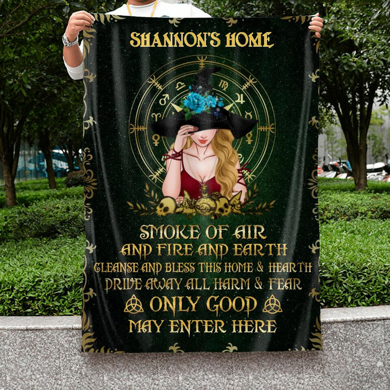 Personalized Witch Home Flag Sign - Best Gift Idea For Halloween - Smoke Of Air And Fire And Earth