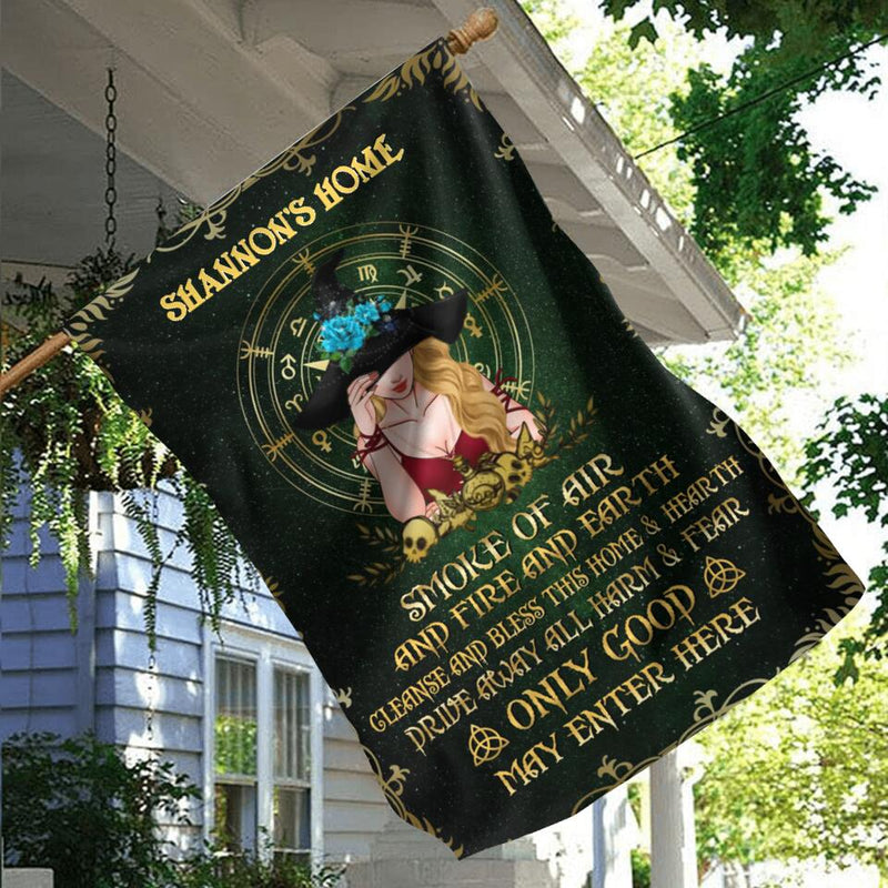 Personalized Witch Home Flag Sign - Best Gift Idea For Halloween - Smoke Of Air And Fire And Earth