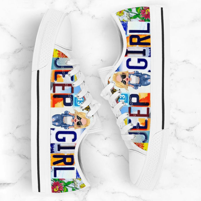 Custom Personalized Off-road Girl Low Top Sneakers - Birthday Gift Idea