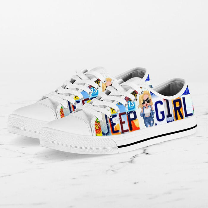 Custom Personalized Off-road Girl Low Top Sneakers - Birthday Gift Idea
