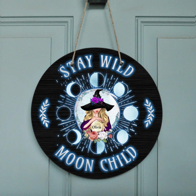 Personalized Witch Wooden Sign - Halloween Gift Idea - Stay Wild Moon Child