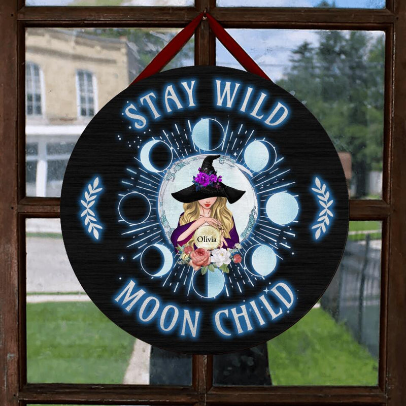 Personalized Witch Wooden Sign - Halloween Gift Idea - Stay Wild Moon Child