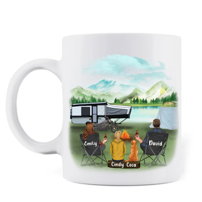 Personalized Camping Coffee Mug - Best Gift For Family, Camping Lovers - Parents with Kid/Teen/Toddler/Baby and  Pet  - Making Memories One Campsite At A Time