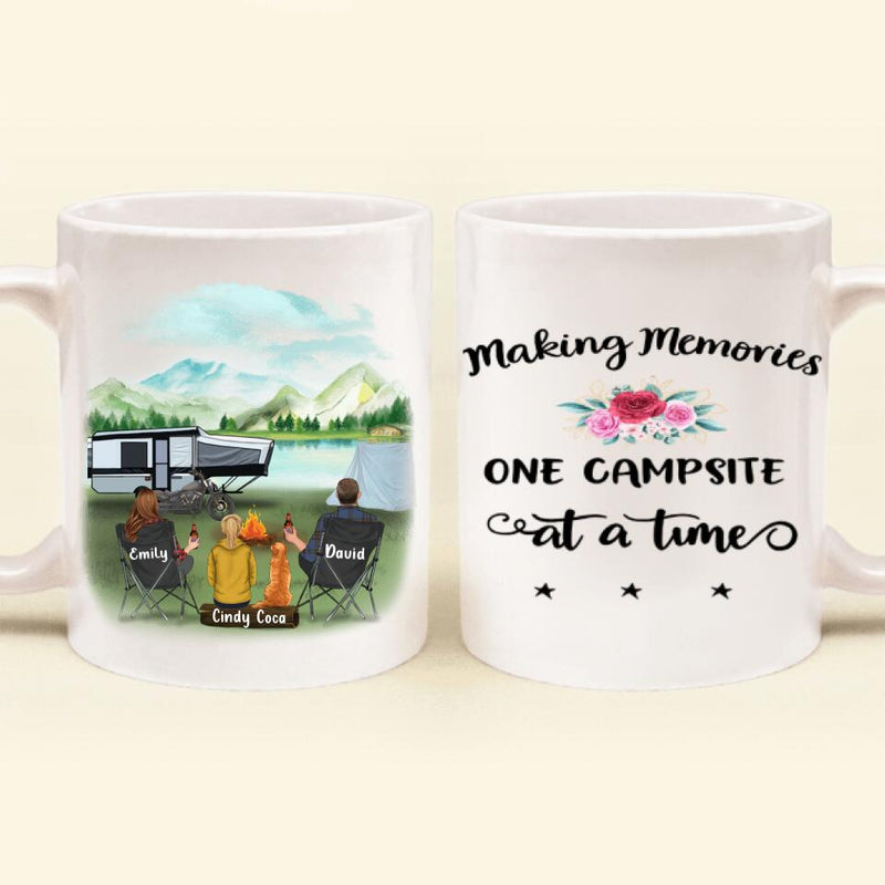 Personalized Camping Coffee Mug - Best Gift For Family, Camping Lovers - Parents with Kid/Teen/Toddler/Baby and  Pet  - Making Memories One Campsite At A Time