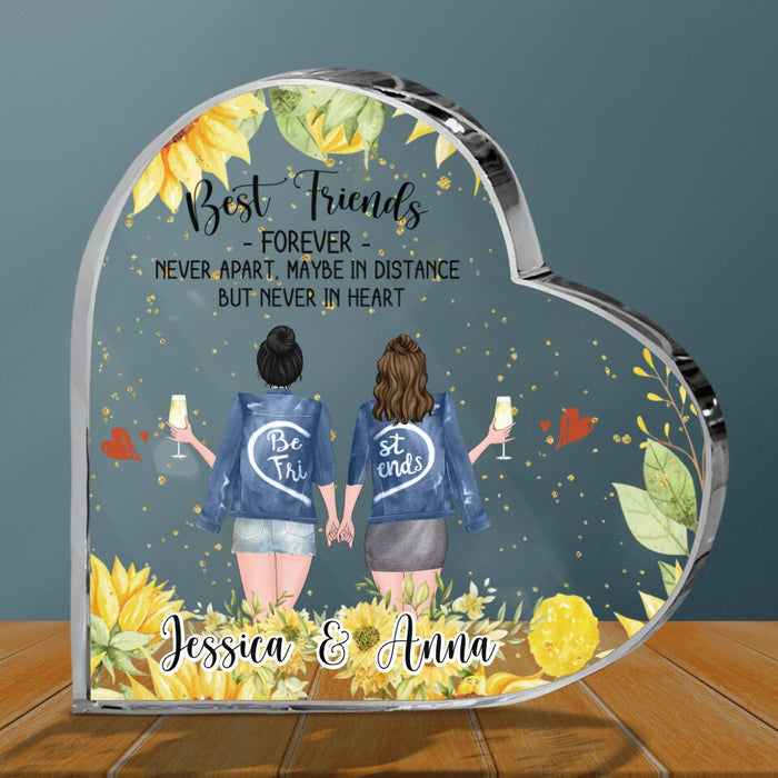 Custom Personalized Friends Crystal Heart - Upto 4 Besties - Gift Idea For Best Friends - Best Friends Forever