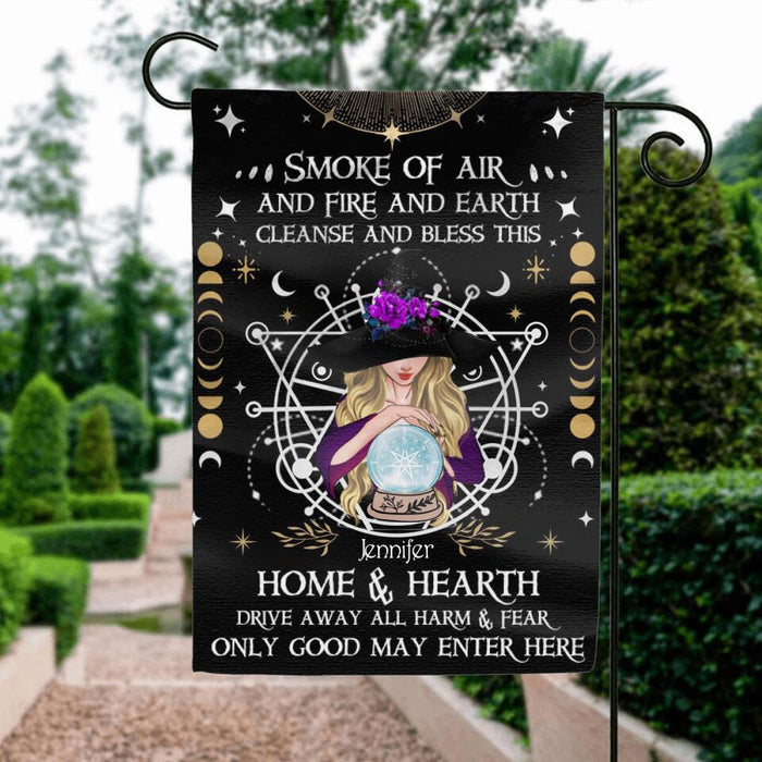Custom Personalized Witch Flag Sign - Best Gifts Idea For Halloween - Smoke Of Air And Fire And Earth, Cleanse And Bless This Home & Hearth