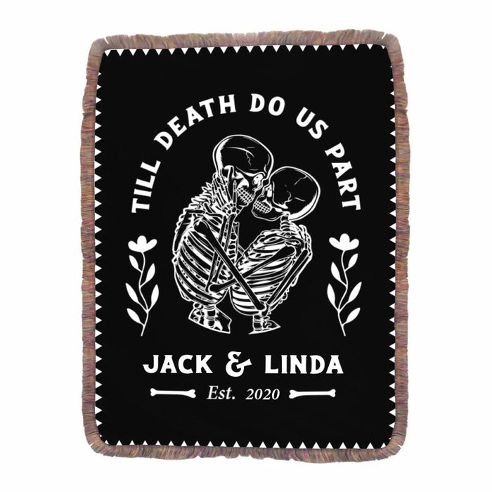 Custom Personalized Halloween Fringe Blanket - Gift Idea For Couple - Till Death Do Us Part
