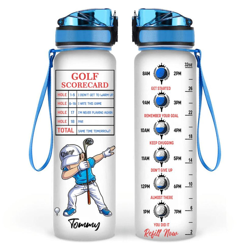 Personalized Golf Water Tracker Bottle - Gift Idea For Golf Lover/Father's Day Gift - Golf Scorecard