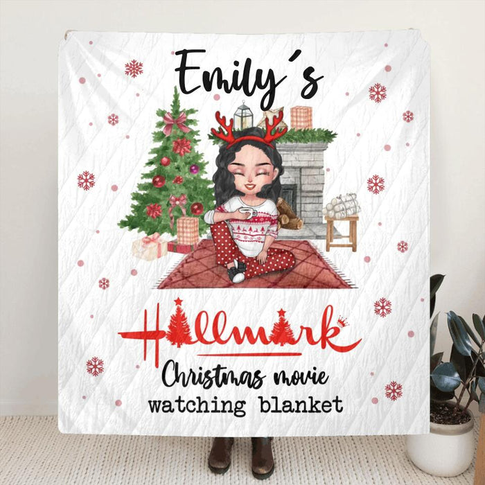 Custom Personalized Christmas Single Layer Fleece/ Quilt - Gift Idea For Christmas/ Friends - Emily's Hallmark Christmas Movie Watching Blanket