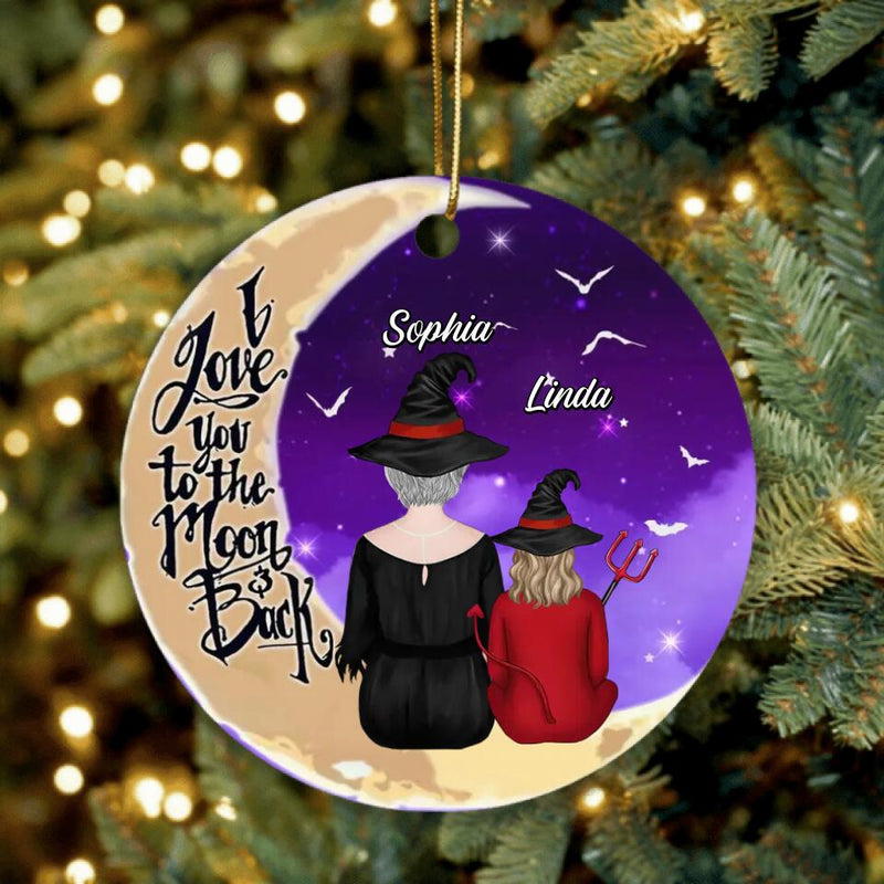 Personalized Grandma Circle Ornament - Halloween Gift Idea For Grandma/Grandkid - I Love You To The Moon And Back
