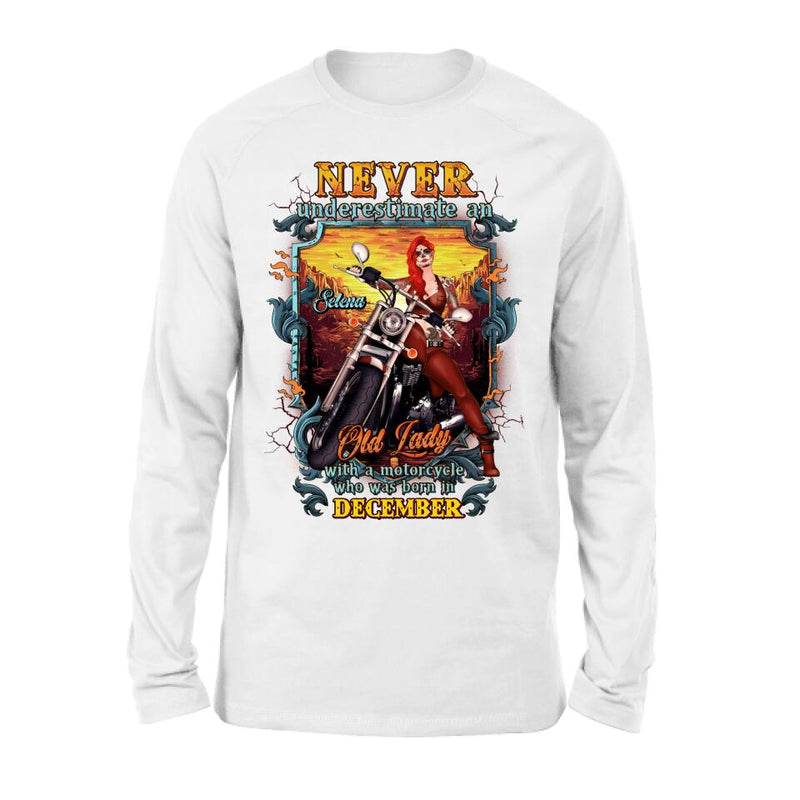 Personalized Biker Witch Shirt/Hoodie - Gift Idea For Biker Witch - Never Underestimate An Old Lady With A Motorcycle Who Was Born In December