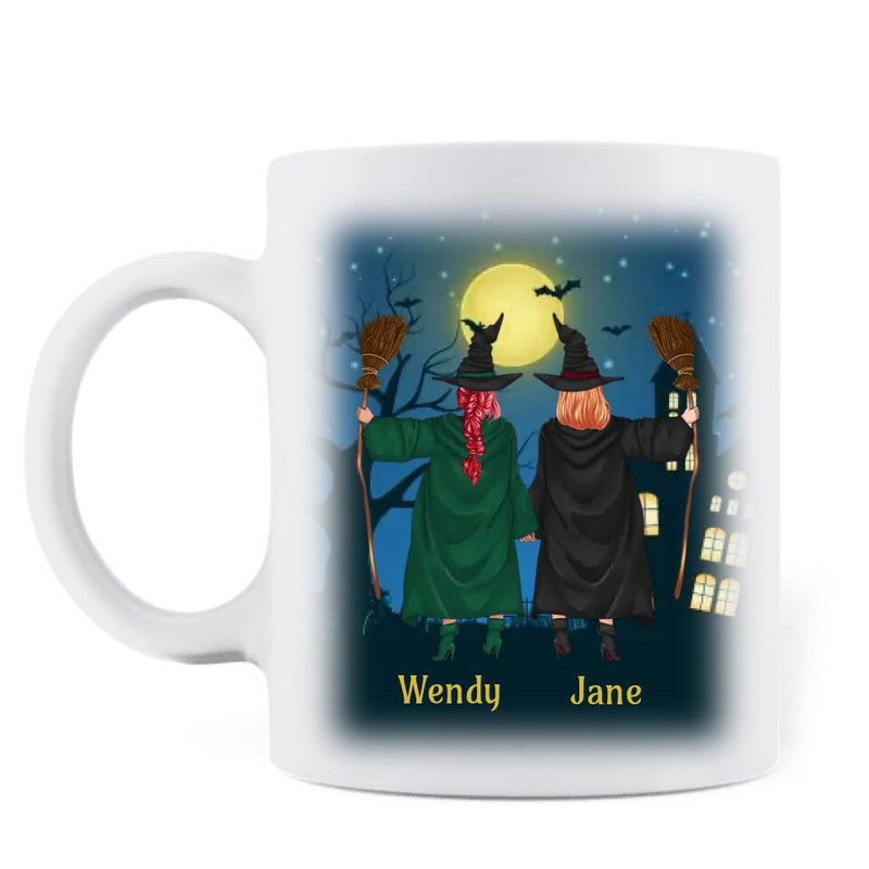 Personalized Witch Friend Mug - Halloween/Christmas Gift Idea For Friends/Sisters/Besties - Sisters Of The Moon Are Sisters Forever