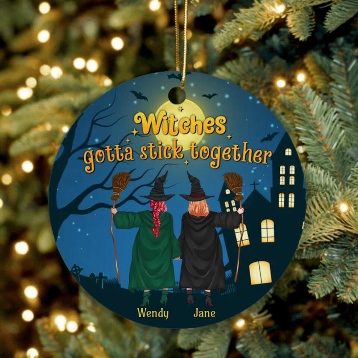 Custom Personalized Witch Friend Circle Ornament - Halloween/Christmas Gift Idea For Friends/Sisters/Besties - Witches Gotta Stick Together