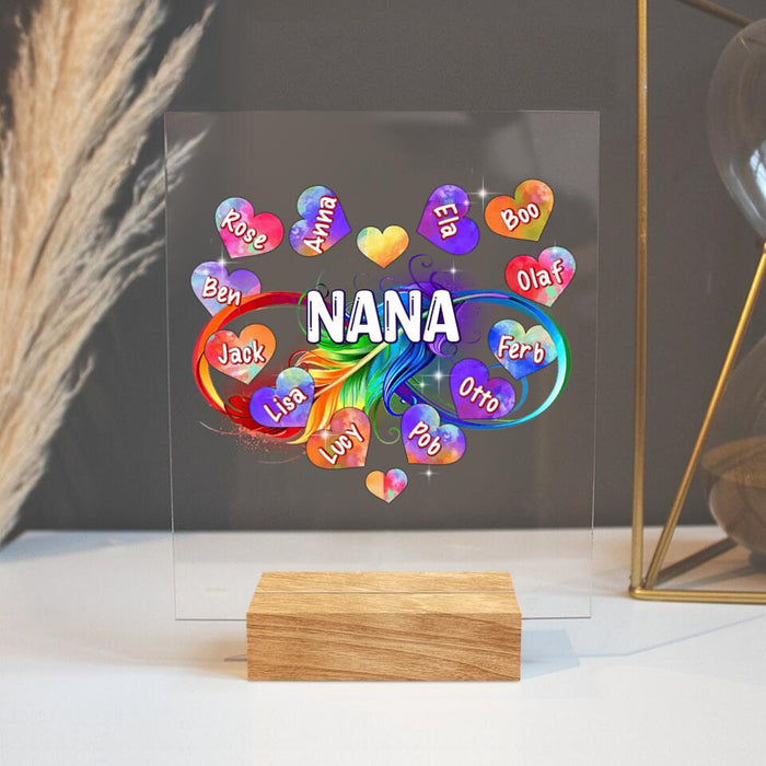 Personalized Heart Acrylic Plaque - Up to 12 Names - Christmas Gift Idea For Family