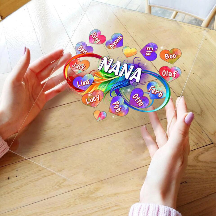 Personalized Heart Acrylic Plaque - Up to 12 Names - Christmas Gift Idea For Family