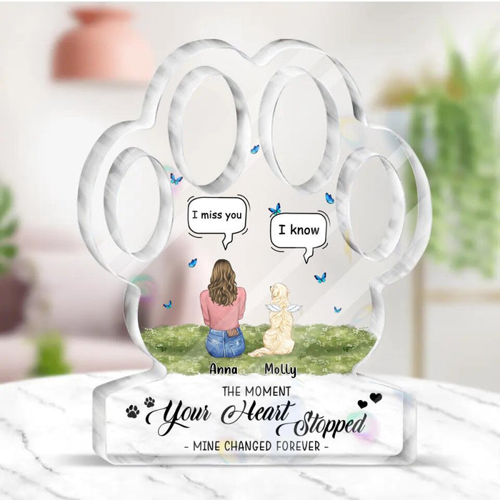 Personalized Pet Mom/Dad Paw Acrylic Plaque - Gift Idea For Pet Lover with up to 4 Cats/Dogs/Rabbits - The Moment Your Heart Stopped. Mine Changed Forever