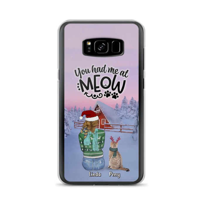 Custom Personalized Christmas Cat Mom Phone Case - Upto 5 Cats - Christmas Gift Idea For Cat Lover - You Had Me At Meow - Case For iPhone And Samsung