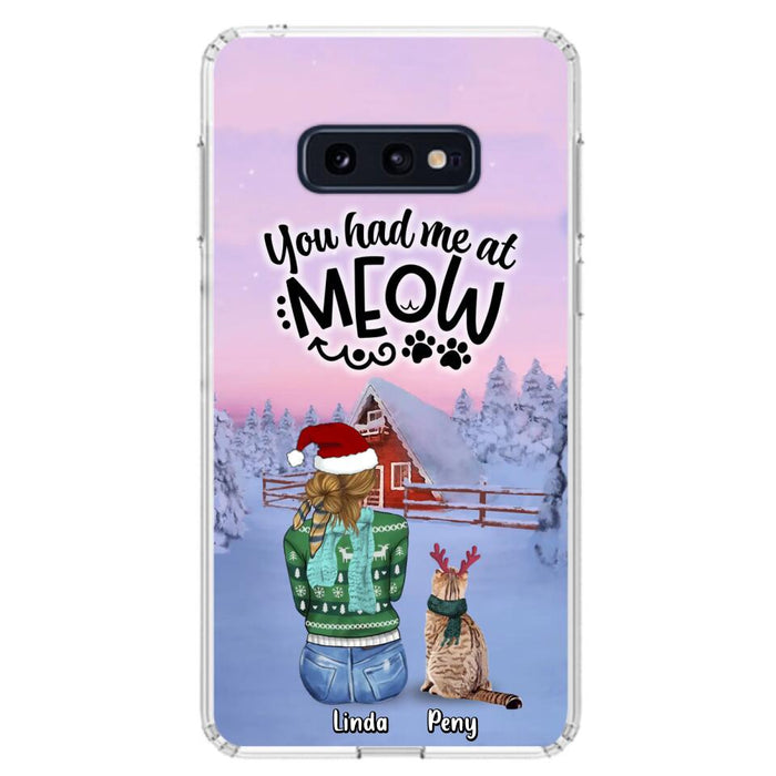 Custom Personalized Christmas Cat Mom Phone Case - Upto 5 Cats - Christmas Gift Idea For Cat Lover - You Had Me At Meow - Case For iPhone And Samsung