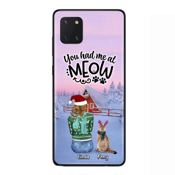 Custom Personalized Christmas Cat Mom Phone Case - Upto 5 Cats - Christmas Gift Idea For Cat Lover - You Had Me At Meow - Case For iPhone And Samsung