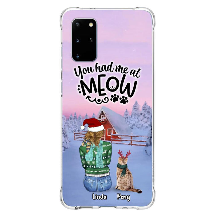 Custom Personalized Christmas Cat Mom Phone Case - Upto 5 Cats - Christmas Gift Idea For Cat Lover - You Had Me At Meow - Case For iPhone And Samsung