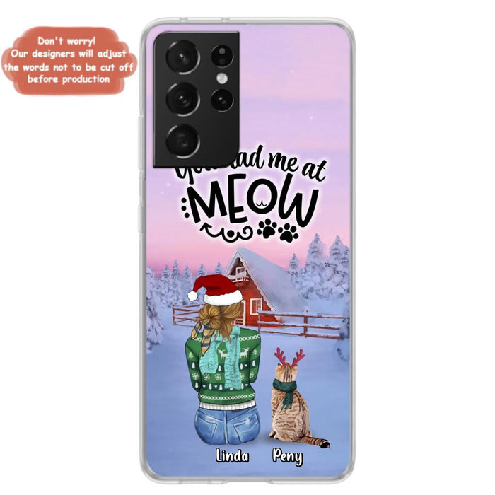 Custom Personalized Christmas Cat Mom Phone Case - Upto 5 Cats - Christmas Gift Idea For Cat Lover - You Had Me At Meow - Case For iPhone And Samsung