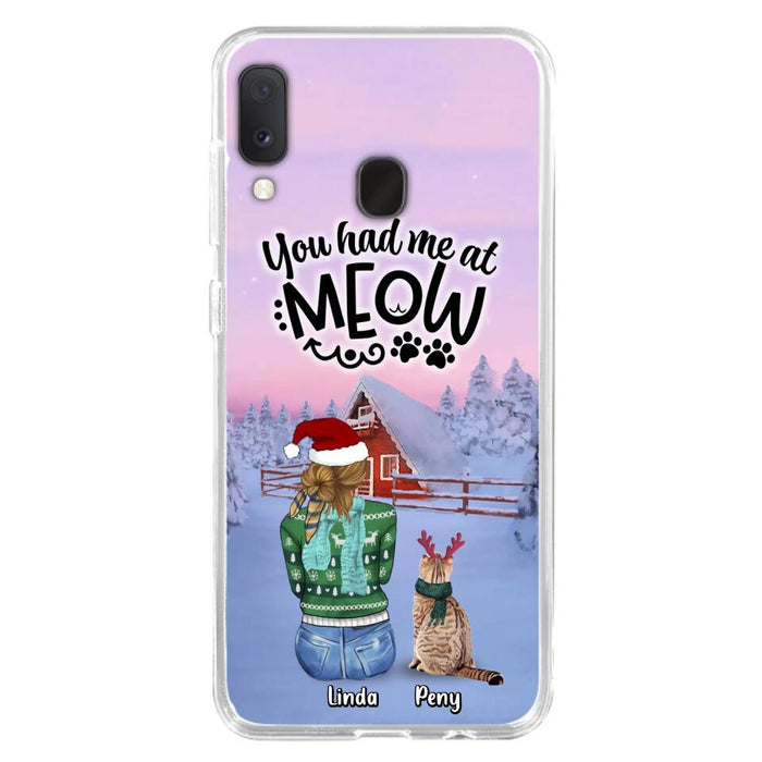 Custom Personalized Christmas Cat Mom Phone Case - Upto 5 Cats - Christmas Gift Idea For Cat Lover - You Had Me At Meow - Case For iPhone And Samsung