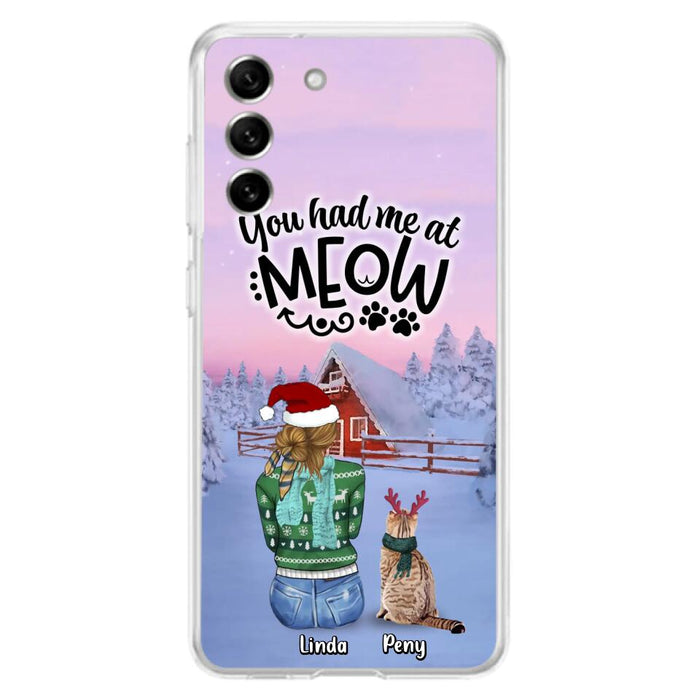 Custom Personalized Christmas Cat Mom Phone Case - Upto 5 Cats - Christmas Gift Idea For Cat Lover - You Had Me At Meow - Case For iPhone And Samsung